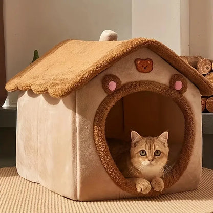 Maison pour animaux pliable, maison pour chats amovible et lavable, cave pour chiots, canapé, lit pour animaux de compagnie, maison pour chiens très petits et chats petits et moyens.