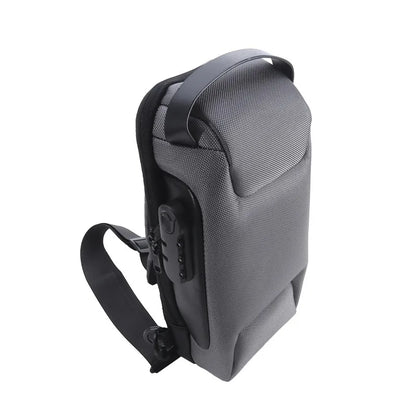 Sacoche pour homme en USB, bandoulière anti-vol, sac à bandoulière imperméable en oxford, sac de taille multifonction pour courtes voyages, sac messager de poitrine.