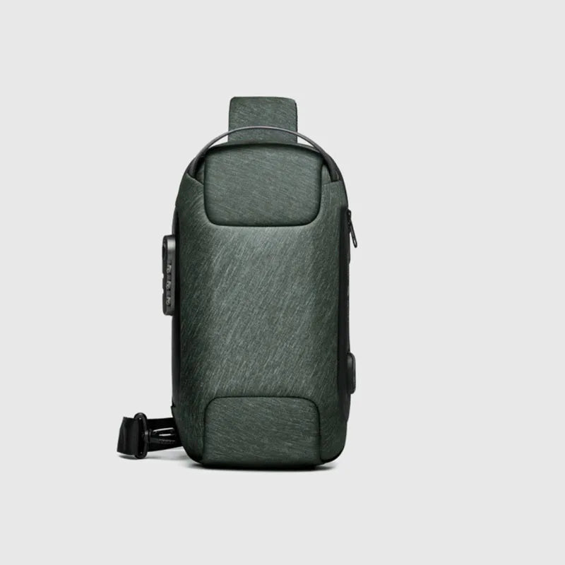 Sacoche pour homme en USB, bandoulière anti-vol, sac à bandoulière imperméable en oxford, sac de taille multifonction pour courtes voyages, sac messager de poitrine.