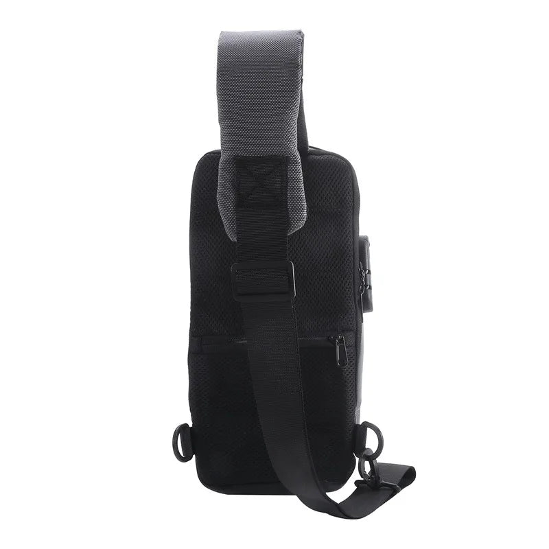 Sacoche pour homme en USB, bandoulière anti-vol, sac à bandoulière imperméable en oxford, sac de taille multifonction pour courtes voyages, sac messager de poitrine.