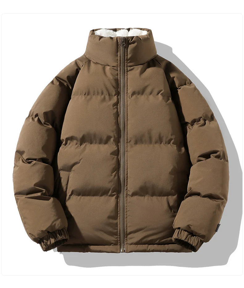 Manteau parka épais et chaud pour hommes, intérieur en polaire, 2024, veste en coton unie avec col montant, taille 4XL.