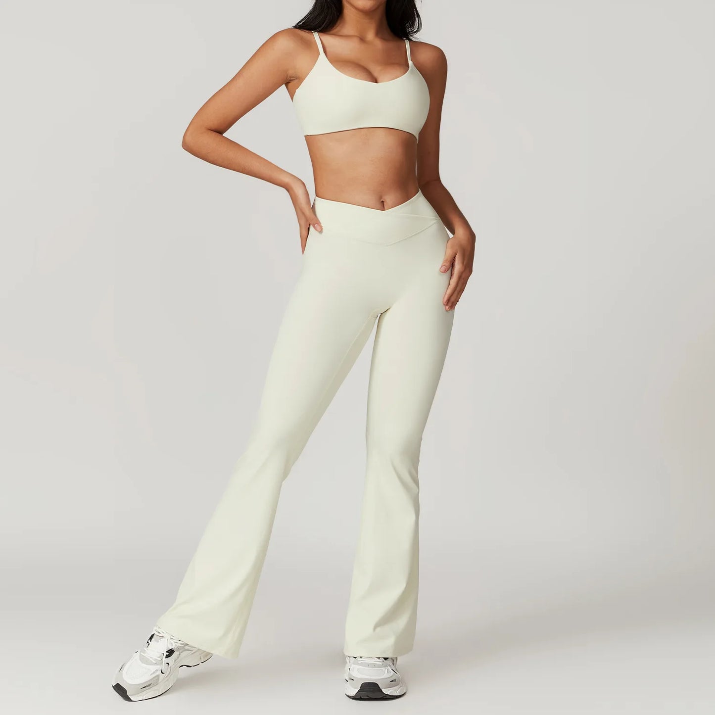 Ensemble de vêtements de sport pour femmes 2 pièces - Costume de sport - Vêtements d'entraînement - Haut court à manches courtes - Leggings taille haute - Vêtements de fitness.