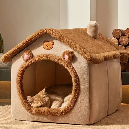 Maison pour animaux pliable, maison pour chats amovible et lavable, cave pour chiots, canapé, lit pour animaux de compagnie, maison pour chiens très petits et chats petits et moyens.