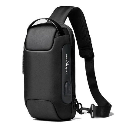 Sacoche pour homme en USB, bandoulière anti-vol, sac à bandoulière imperméable en oxford, sac de taille multifonction pour courtes voyages, sac messager de poitrine.