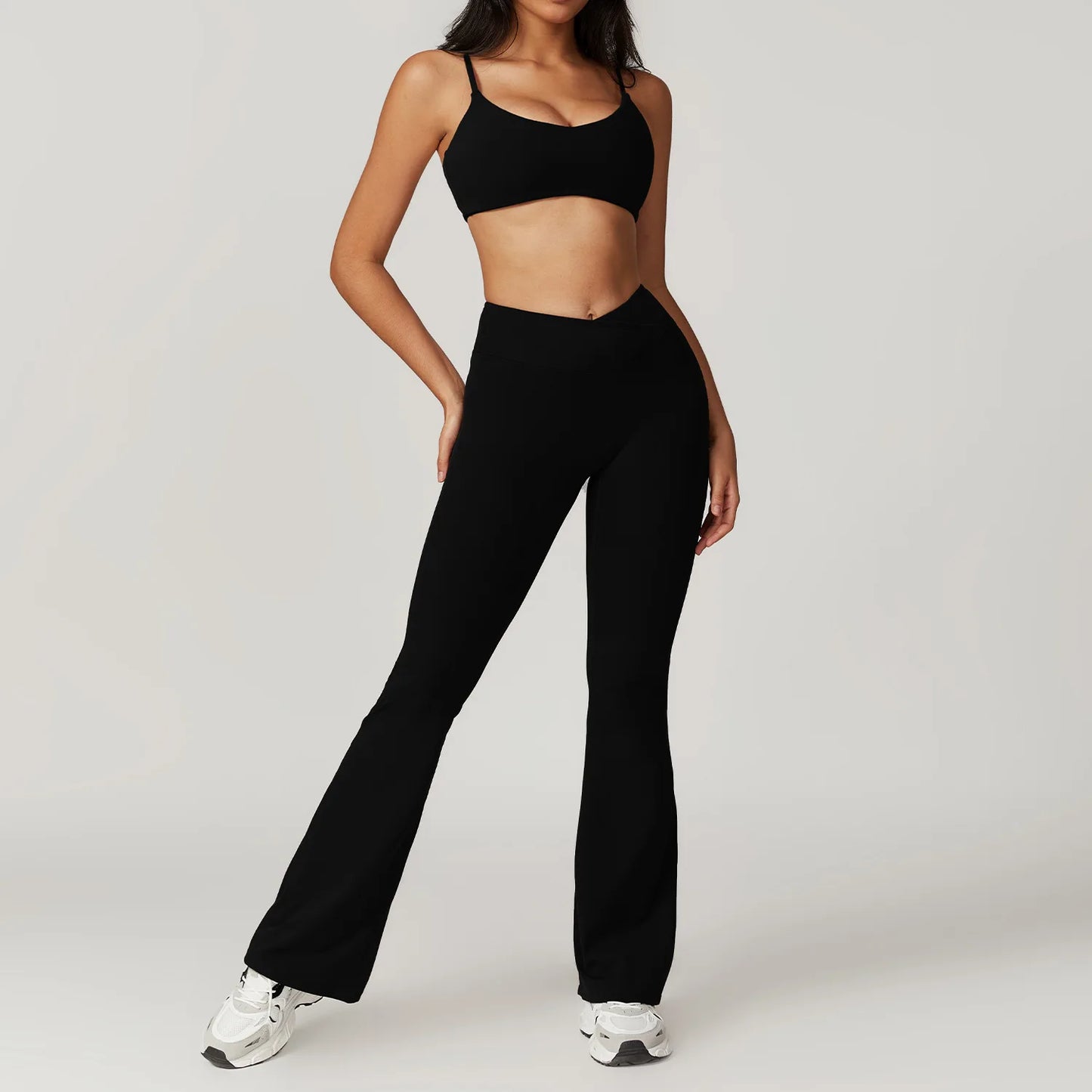 Ensemble de vêtements de sport pour femmes 2 pièces - Costume de sport - Vêtements d'entraînement - Haut court à manches courtes - Leggings taille haute - Vêtements de fitness.