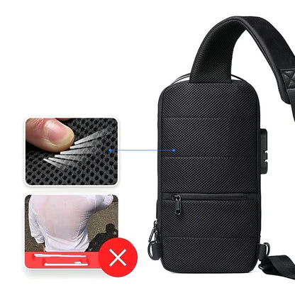 Sacoche pour homme en USB, bandoulière anti-vol, sac à bandoulière imperméable en oxford, sac de taille multifonction pour courtes voyages, sac messager de poitrine.