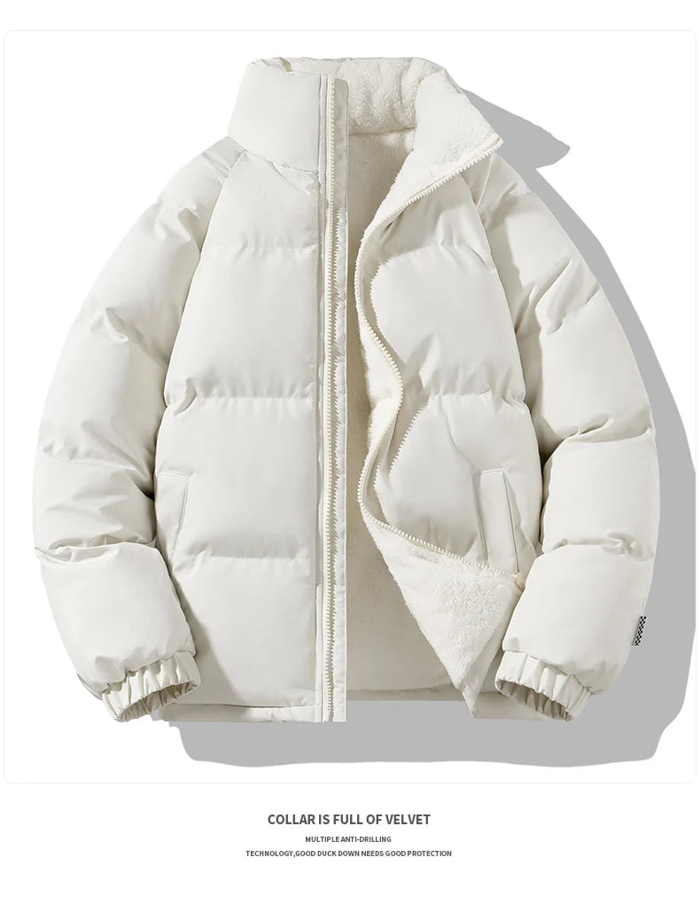 Manteau parka épais et chaud pour hommes, intérieur en polaire, 2024, veste en coton unie avec col montant, taille 4XL.