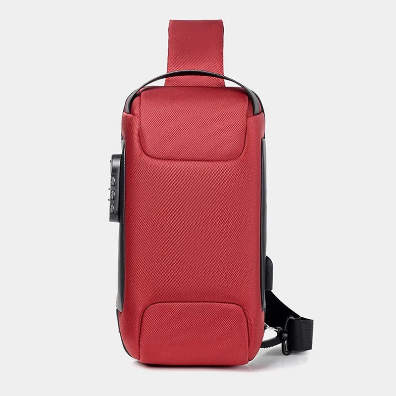 Sacoche pour homme en USB, bandoulière anti-vol, sac à bandoulière imperméable en oxford, sac de taille multifonction pour courtes voyages, sac messager de poitrine.