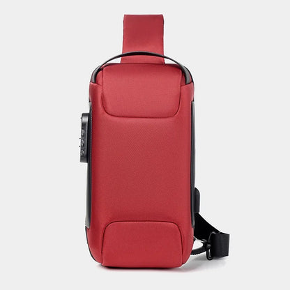 Sacoche pour homme en USB, bandoulière anti-vol, sac à bandoulière imperméable en oxford, sac de taille multifonction pour courtes voyages, sac messager de poitrine.