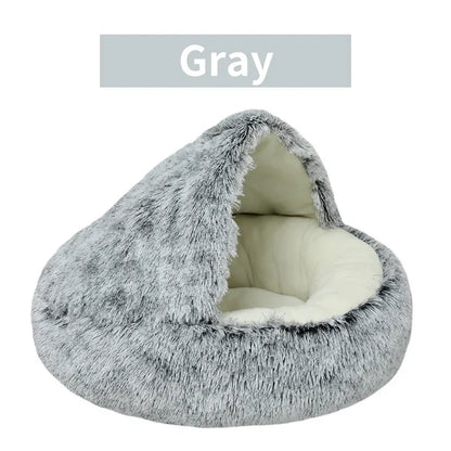 Lit douillet en peluche pour animaux d'hiver - Coussin rond pour chat - Maison pour chat 2 en 1 - Panier chaud pour chats - Sac de sommeil pour animaux - Nid pour chaton - Chenil pour petits chiens et chats.