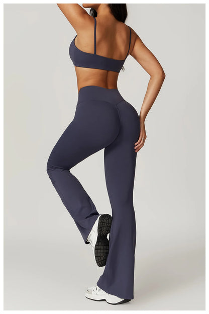 Ensemble de vêtements de sport pour femmes 2 pièces - Costume de sport - Vêtements d'entraînement - Haut court à manches courtes - Leggings taille haute - Vêtements de fitness.