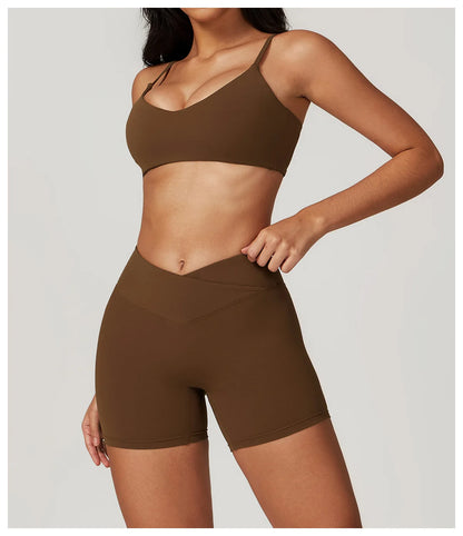 Ensemble de vêtements de sport pour femmes 2 pièces - Costume de sport - Vêtements d'entraînement - Haut court à manches courtes - Leggings taille haute - Vêtements de fitness.