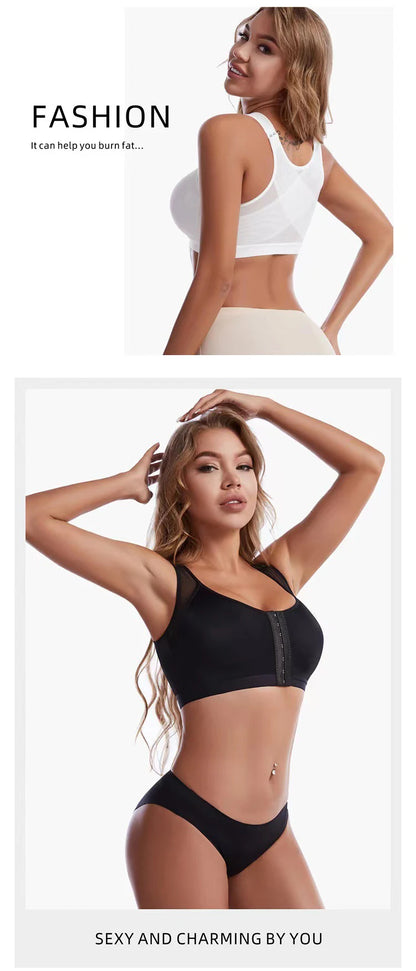 Soutien-gorge correcteur de posture à fermeture frontale Soutien-gorge push up dos croisé pour femmes Sous-vêtements antichocs Soutien-gorge de sport Fitness S-5XL