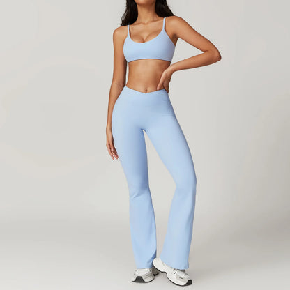 Ensemble de vêtements de sport pour femmes 2 pièces - Costume de sport - Vêtements d'entraînement - Haut court à manches courtes - Leggings taille haute - Vêtements de fitness.