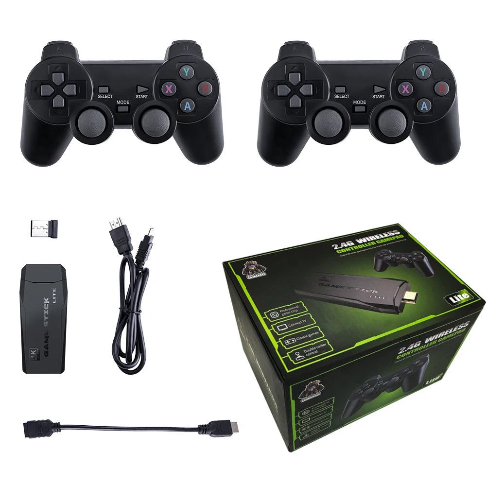 Mise à jour de la console de jeu rétro vidéo, stick de jeu sans fil 2.4G, console portable 4K avec 20 000 jeux, console de jeu Dendy 64G pour GBA/FC/PS1/MD.