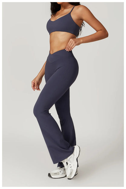 Ensemble de vêtements de sport pour femmes 2 pièces - Costume de sport - Vêtements d'entraînement - Haut court à manches courtes - Leggings taille haute - Vêtements de fitness.