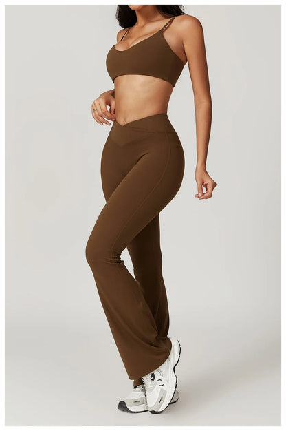 Ensemble de vêtements de sport pour femmes 2 pièces - Costume de sport - Vêtements d'entraînement - Haut court à manches courtes - Leggings taille haute - Vêtements de fitness.